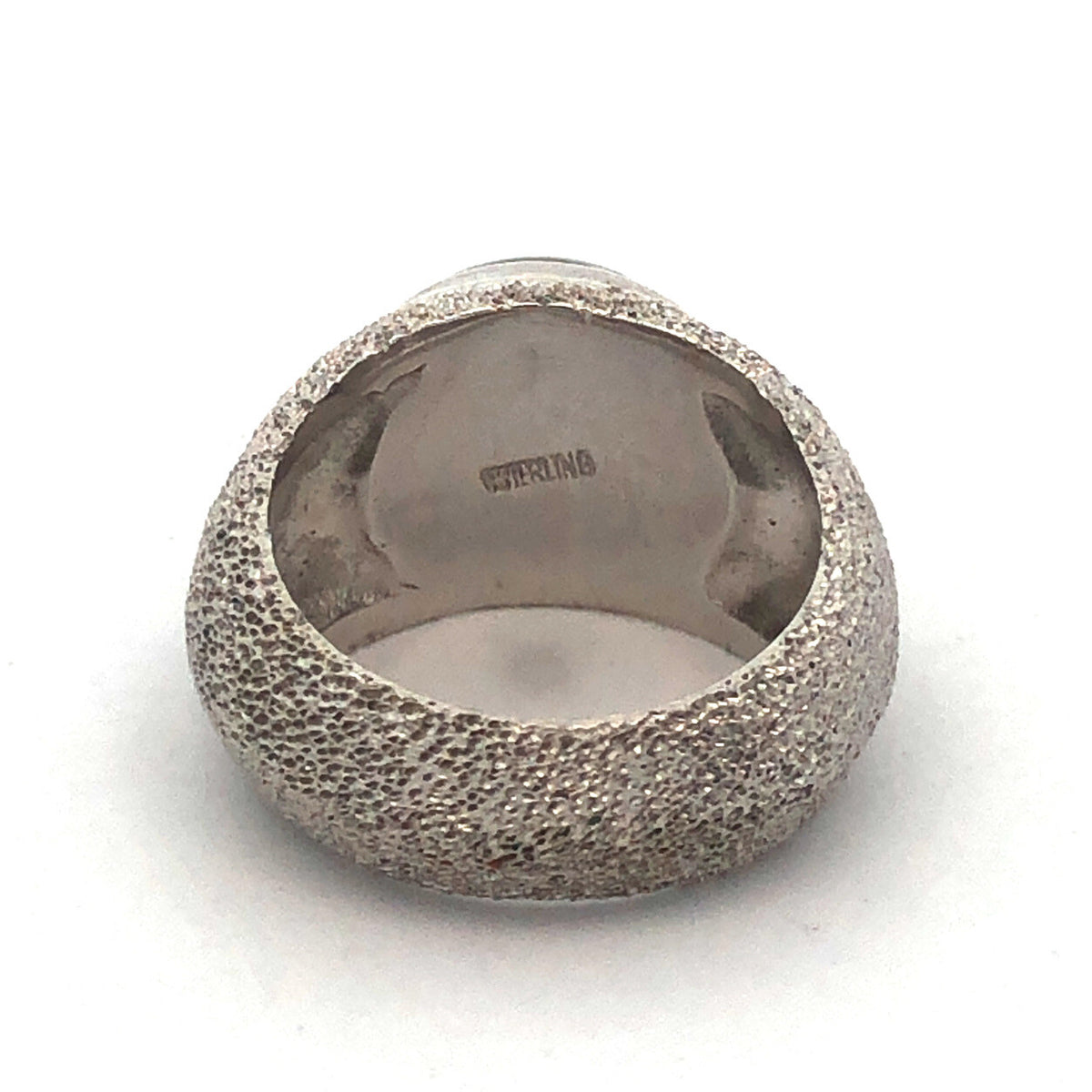 Custom Mignon Faget 925 Sterling Silver Oval Grey Cat's Eye Sea Urchin Dome Ring