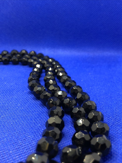 Runway Couture Faceted Jet Bead Statement Necklace