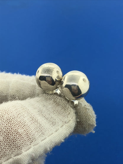 Classic 925 Sterling Silver Silver Bead Ball Statement Stud Earrings