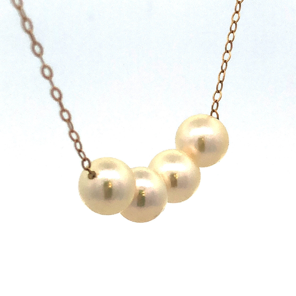 Designer 14K Yellow Gold Pearl Quartet Station Necklace