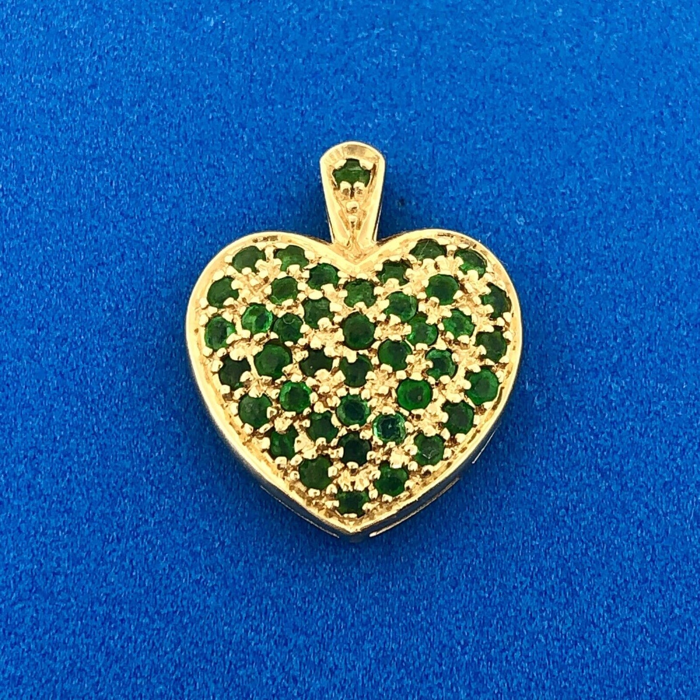 Designer 14K Yellow Gold Round Emerald Heart May Occasion Charm Pendant