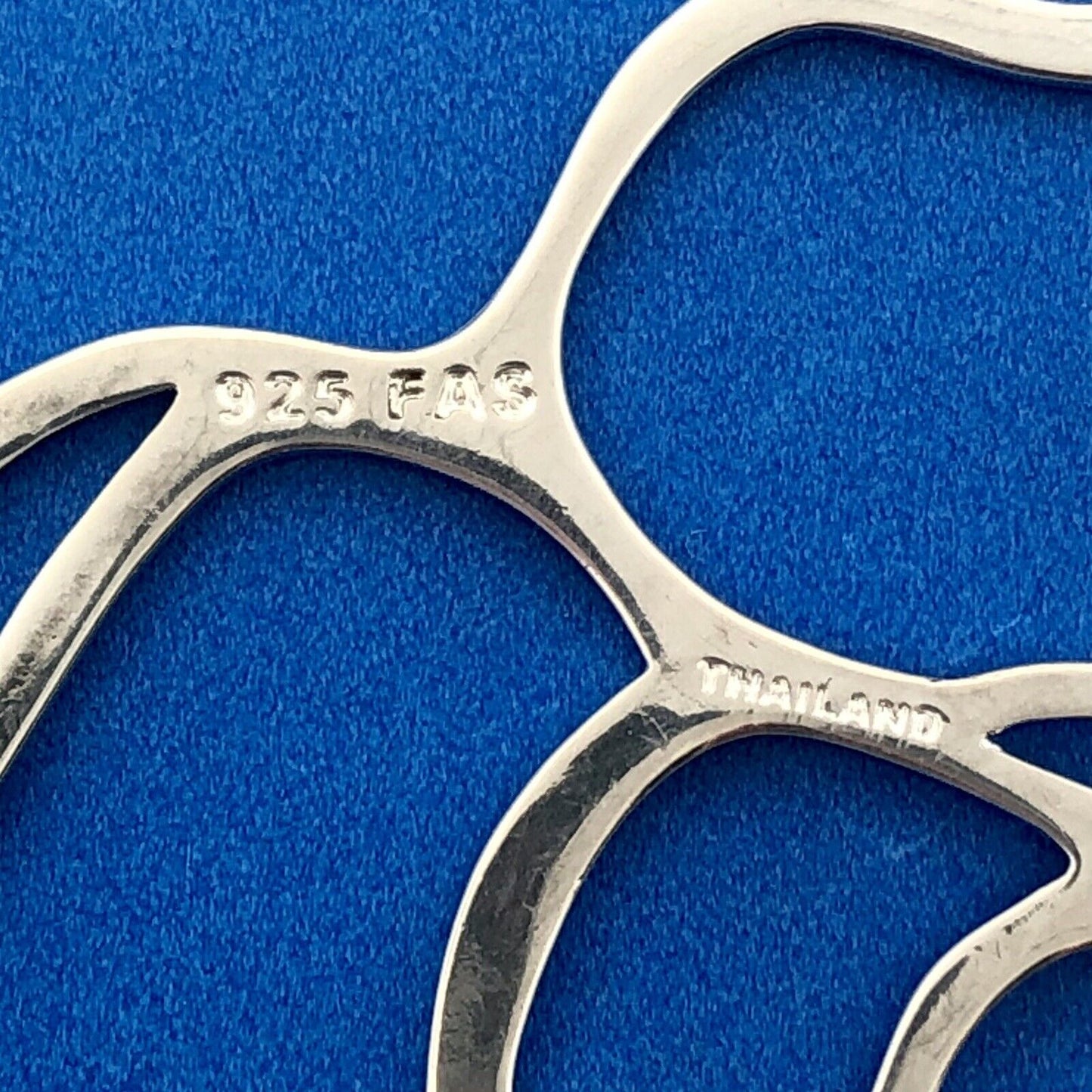 Estate FAS 925 Sterling Silver Rose Flower Bouquet Cut Out Statement Pendant