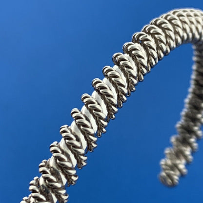 925 Sterling Silver Wire Wrapped Open Statement Cuff Bracelet