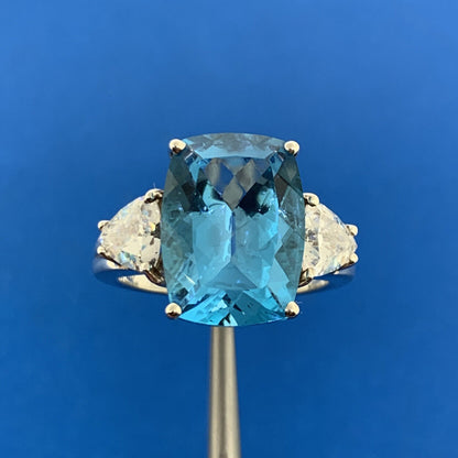 Sterling Silver 925 Blue Topaz Cubic Zirconia Accent Statement Ring