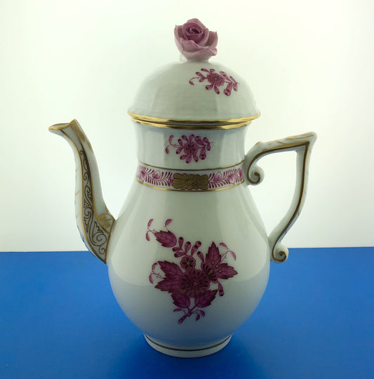 Vintage Herend Hugary Raspberry Chinese Bouquet Apponyi 4 Cup Coffee Pot w/Lid