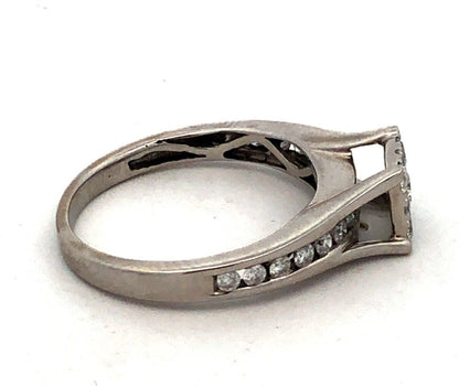 14K White Gold Round Diamond Cluster Square Engagement Anniversary Ring