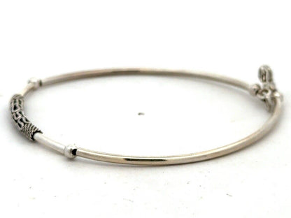 Estate 925 Sterling Silver Round Beaded Stackable Bangle Bracelet