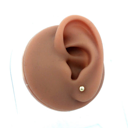 14K Yellow Gold Designer Small Round Ball Everyday Screw Back Stud Earrings