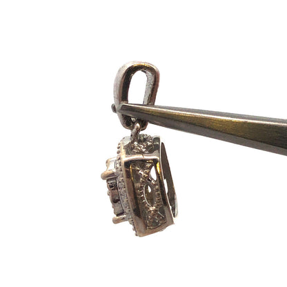 Designer 925 Sterling Silver Diamond Cluster Illusion Halo Setting Charm Pendant