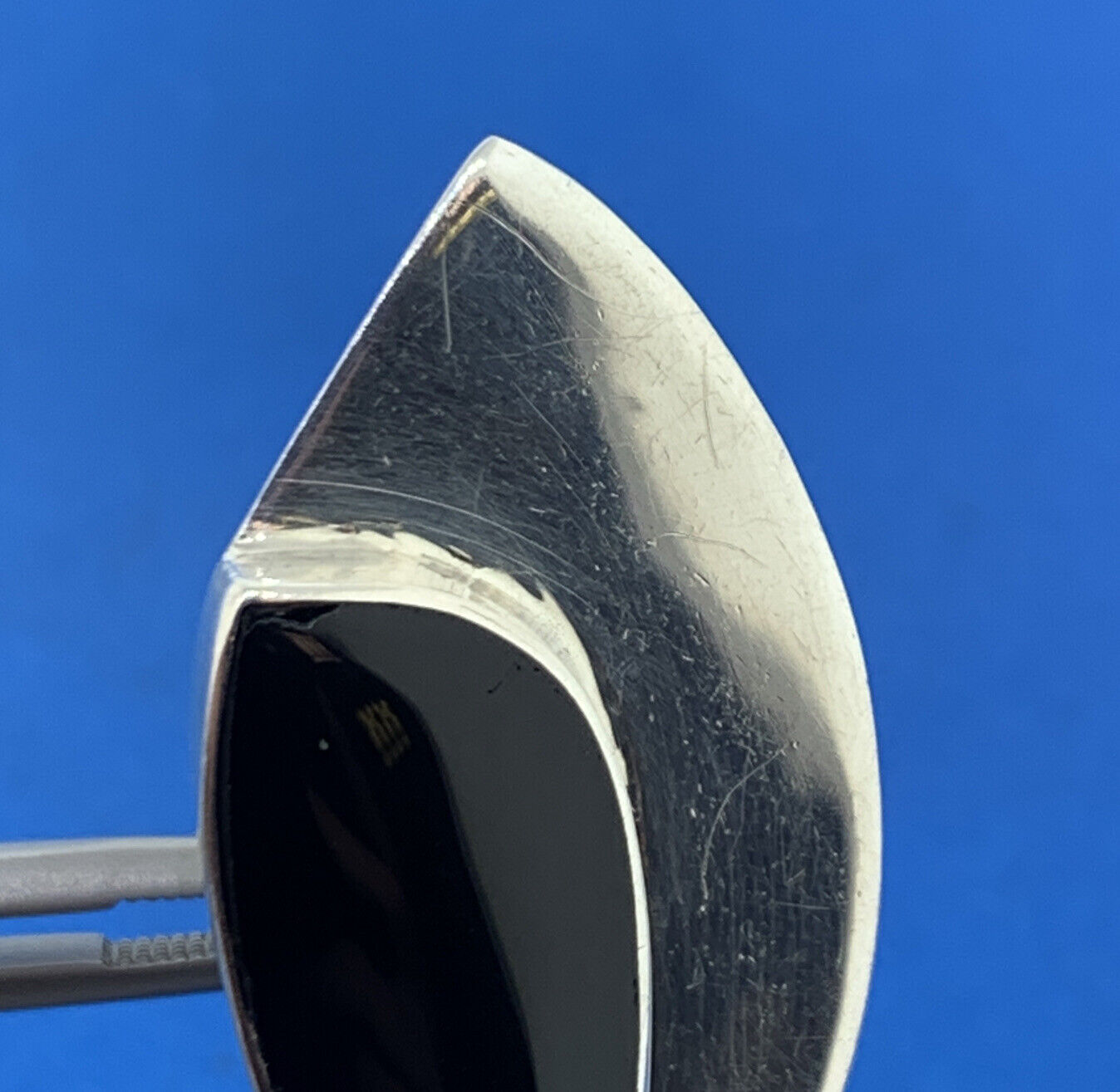 Mid Century Taxco Los Ballesteros Sterling Silver Onyx Modernist Clip Earrings