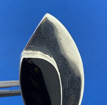 Mid Century Taxco Los Ballesteros Sterling Silver Onyx Modernist Clip Earrings