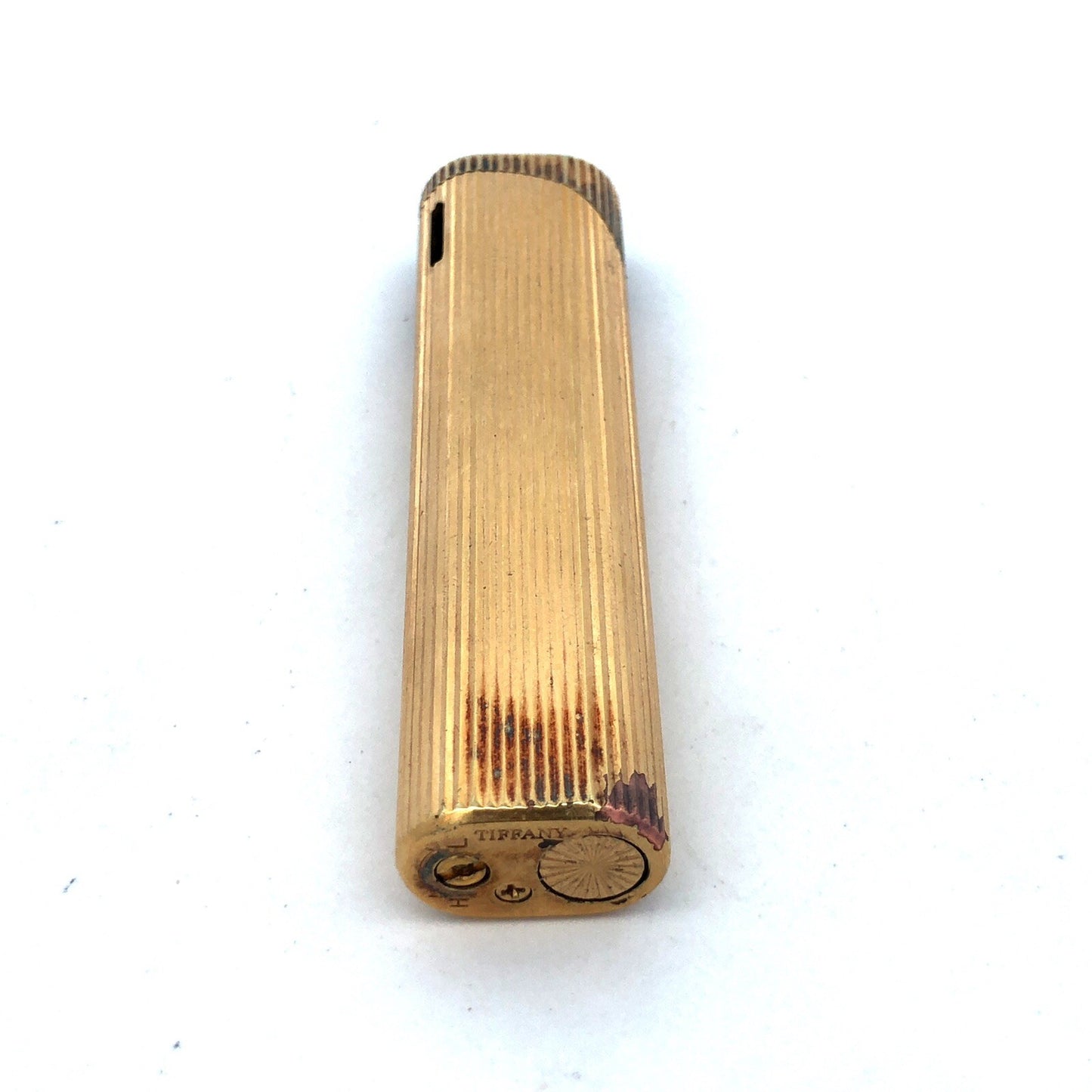 Tiffany & Co Gold Tone Mid Century Ribbed Briquet Slim Butane Lighter