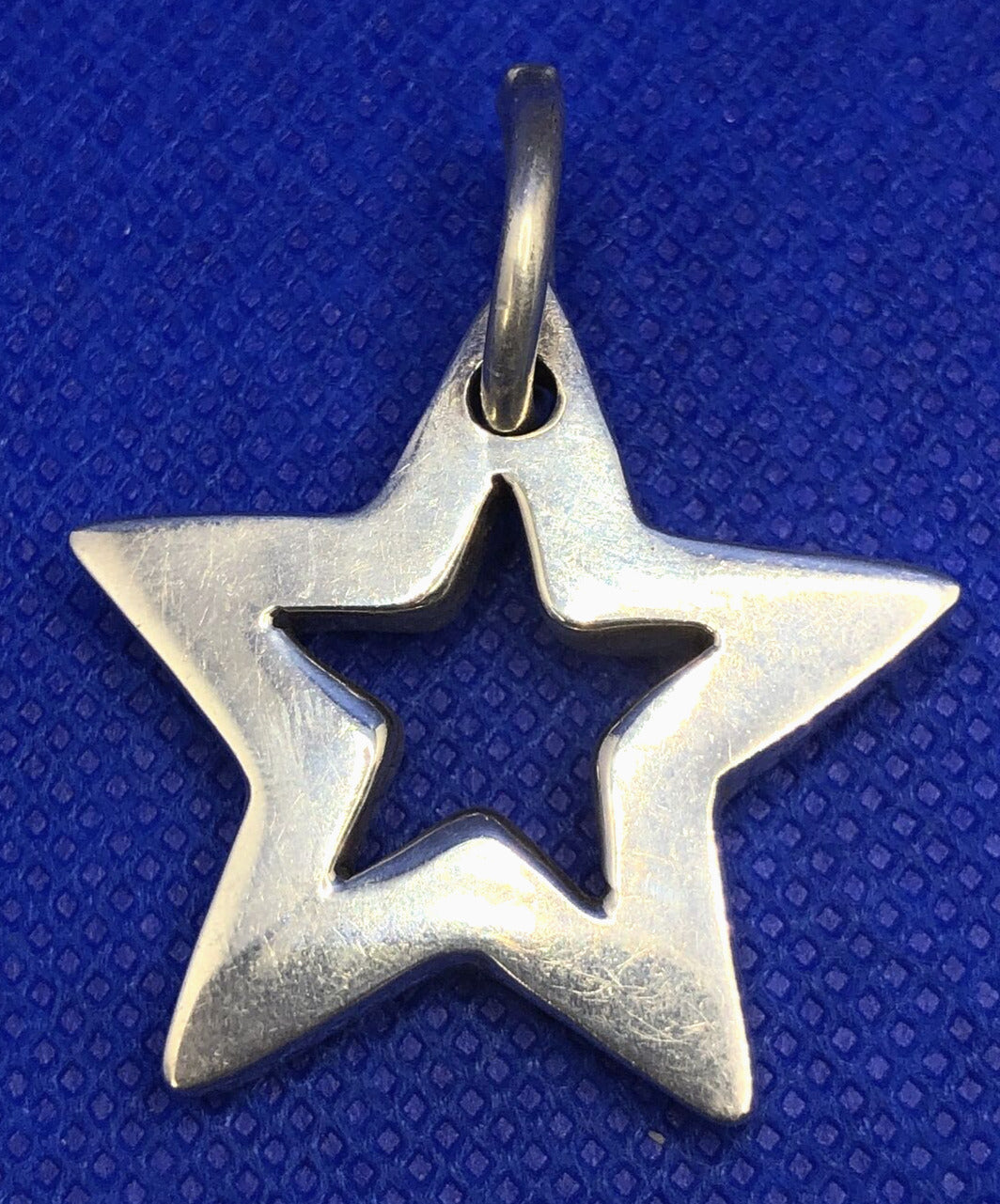 Estate 950 Fine Silver Star Cut Out Statement Pendant