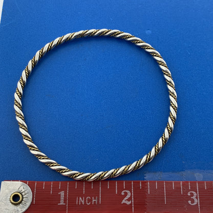 Lovely 925 Sterling Silver Brass Wire Wrap Twisted Bangle Bracelet