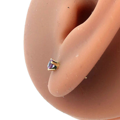 14K Yellow Gold Designer Round Light Pink Topaz Solitaire Screw Stud Earrings