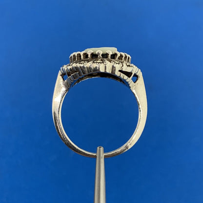 Designer 925 Sterling Silver Carved MOP Black Onyx Marcasite Cameo Cocktail Ring