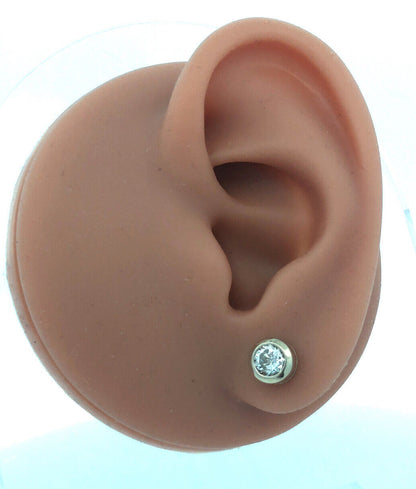 Designer 14K White Gold Round Diamond Stud Earrings