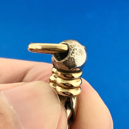 14K Yellow Gold Sterling Silver 925 Classic Wheat Cable Station Necklace