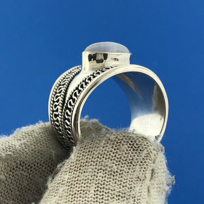 Designer BA Suarti Sterling Silver 925 Chalcedony Blue Lace Agate Cocktail Ring