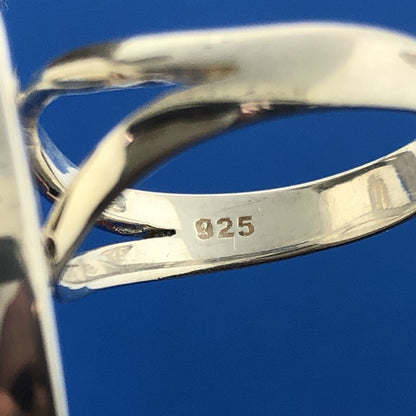 Designer LS Sterling Silver 925 Abalone Modernist Statement Cocktail Ring