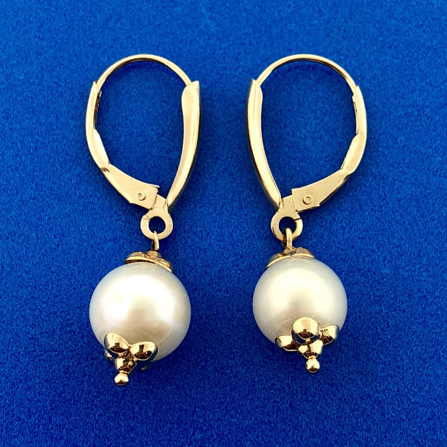 Vintage 14K Yellow Gold Pearl Wedding Birthstone Dangle French Back Earrings