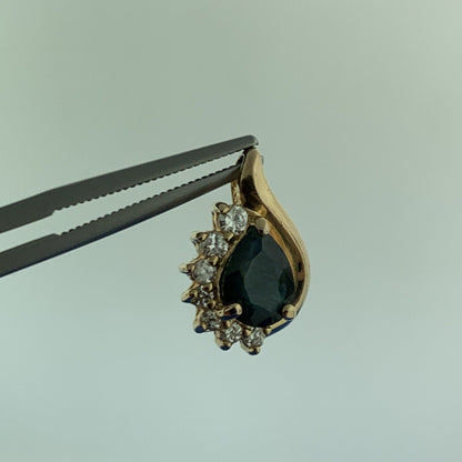 Designer 925 Sterling Silver Vermeil Blue Pear Shaped Cubic Zirconia CZ Pendant