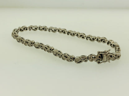 Tacori Sterling Silver 925 Cubic Zirconia CZ Open Scroll Link Tennis Bracelet