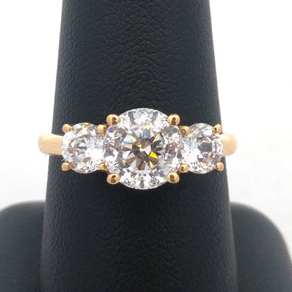Designer 14K Yellow Gold Cubic Zirconia CZ Statement Engagement Ring 2.88tcw
