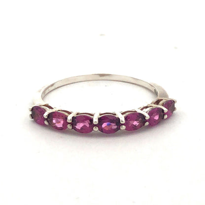 Designer STS 925 Sterling Silver Oval Pink Tourmaline Stackable Band Ring