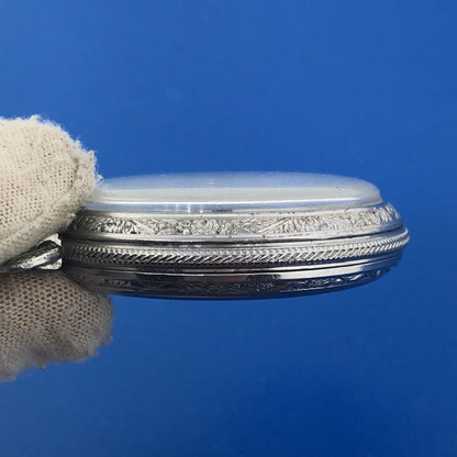 1904 Hampden William McKinley Grade Model 4 17j Silver Tone Pocket Watch Working