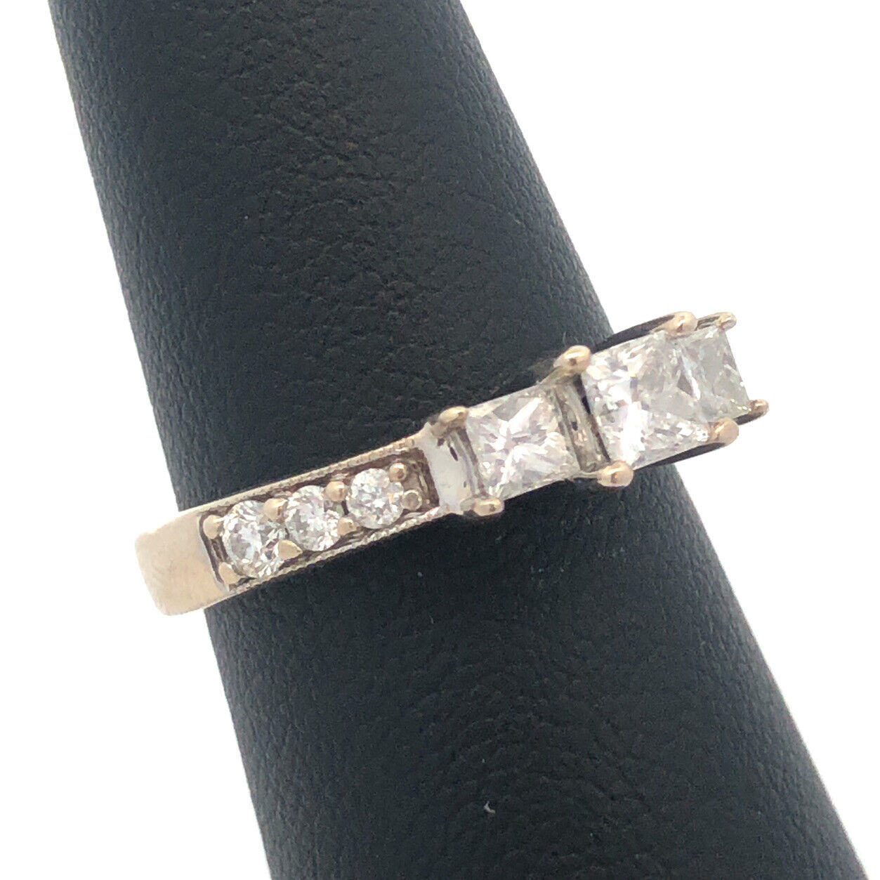 Gorgeous 14k White Gold IKS Triple Princess Diamond Engagement Ring Size 6.25