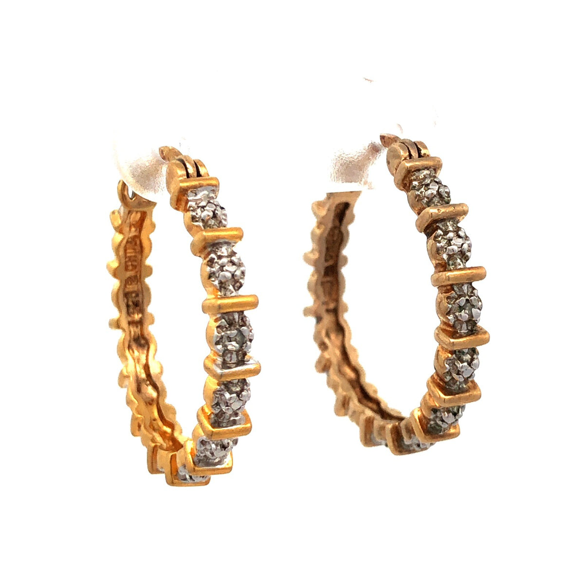 Designer 925 Sterling Silver Gold Vermeil Diamond Round Infinity Hoop Earrings