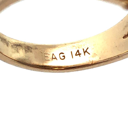 Designer EAG 14K Yellow Gold Round Pearl Diamond Textured Dome Statement Ring