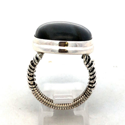 Designer YS India 925 Sterling Silver Oval Labradorite Wire Wrap Statement Ring