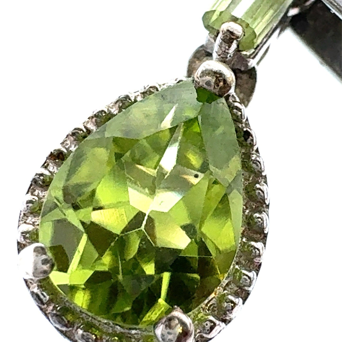 Designer 925 Sterling Silver Peridot Teardrop August Birthstone Dangle Earrings