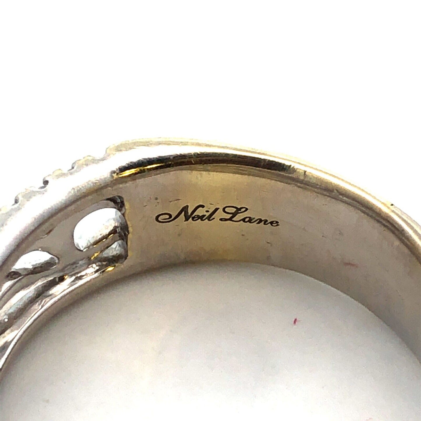 Neil Lane 14K White Gold Pave Diamond Floral Scroll Cutout Wedding Band Ring