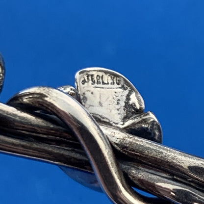 Stunning Sterling Silver 925 Floral Flower Wrapped Vine 6.5" Open Cuff Bracelet