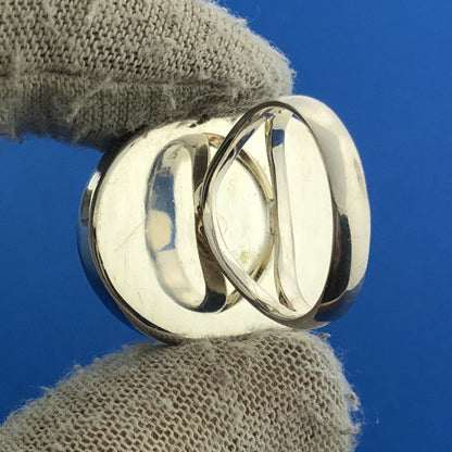 Designer LS Sterling Silver 925 Abalone Modernist Statement Cocktail Ring