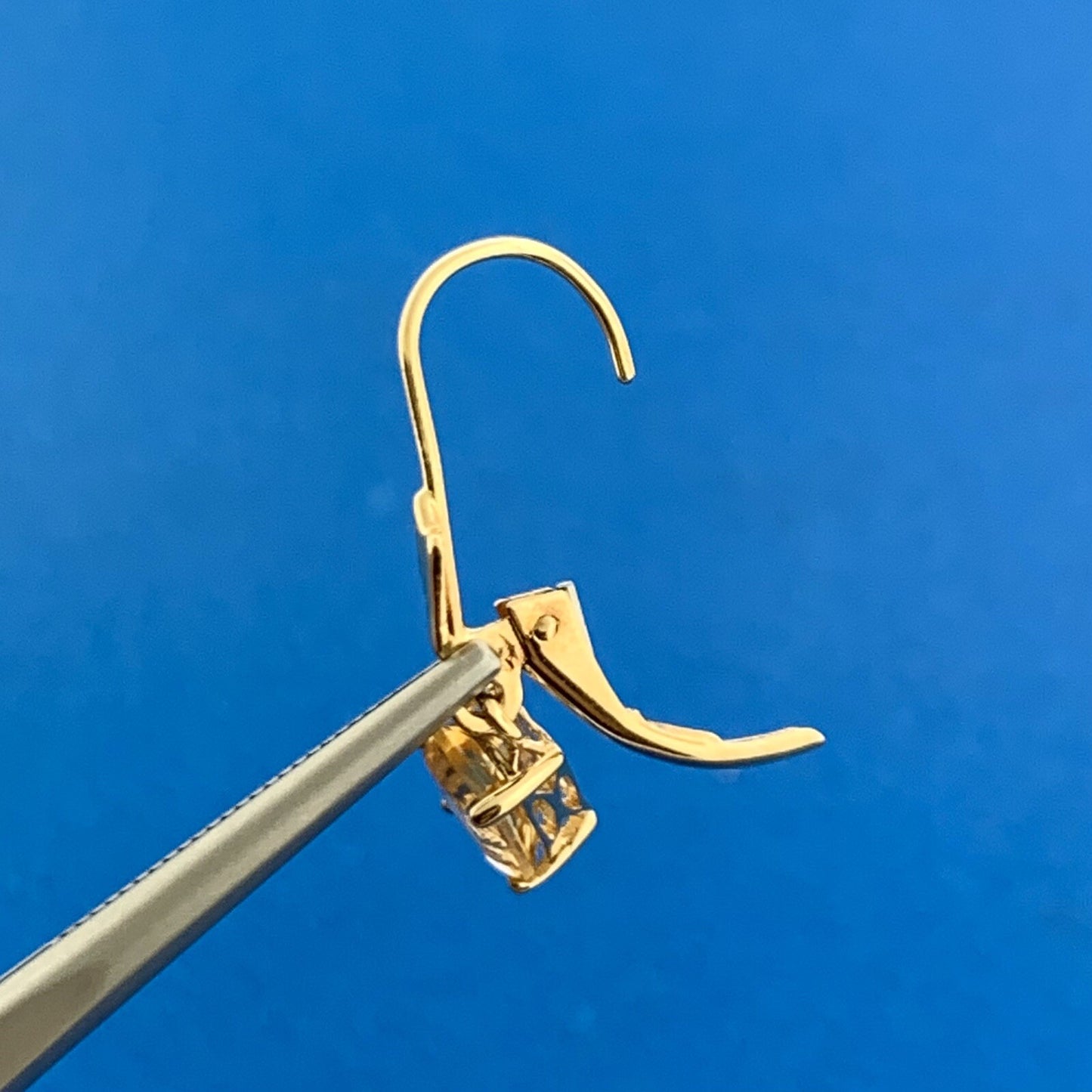 November Anniversary 14K Yellow Gold Rectangle Citrine Drop Dangle Earrings