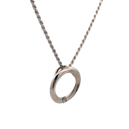 Designer Italy 10K White Gold Diamond Infinity Eternity Circle Pendant Necklace