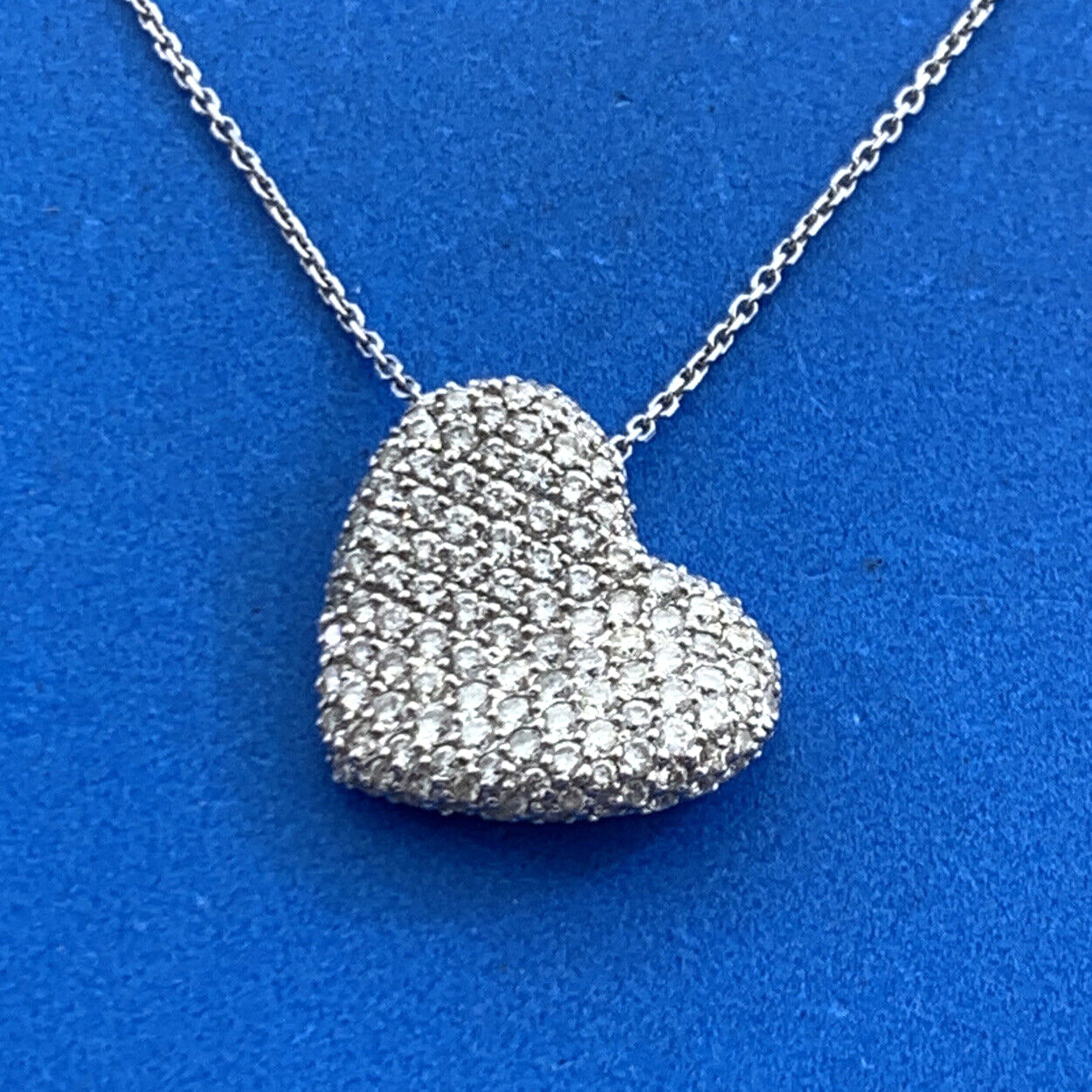 Designer GC2 14K White Gold Diamond Heart Anniversary Pendant Necklace
