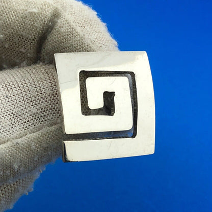 Retro 925 Sterling Silver Modernist Crop Circle Abstract Statement Stud Earrings