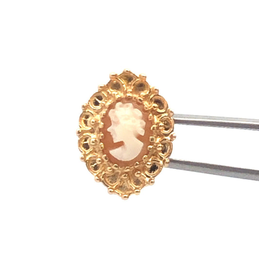 Designer KLJCI 14K Yellow Gold Oval Cameo Detailed Slide Charm