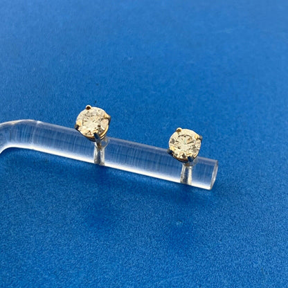 Elegant Designer IPS 14K Yellow Gold Round Diamond Stud Earrings