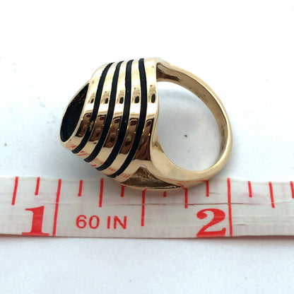 Vintage 14K Yellow Gold Diamond Egyptian King Tut Cocktail Ring