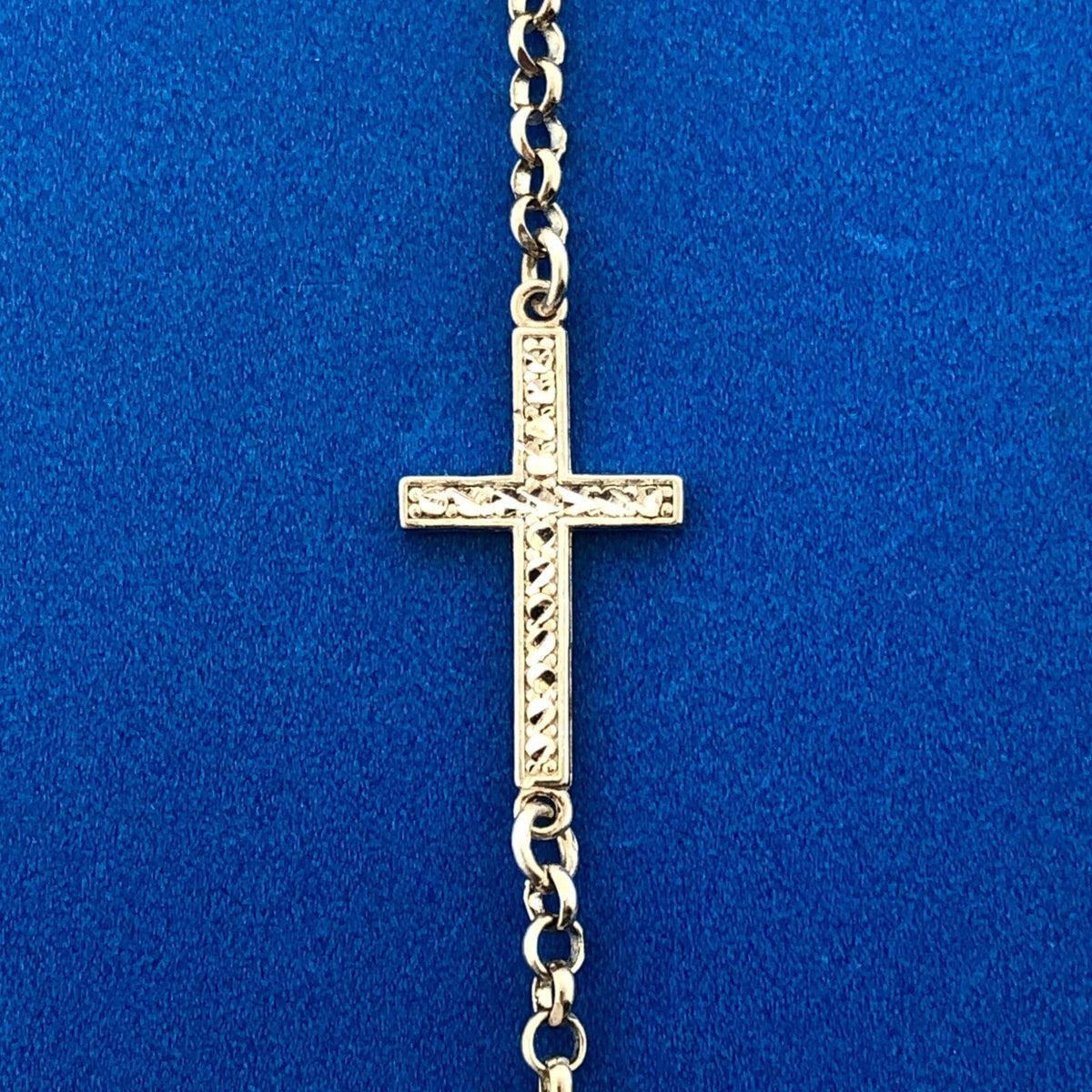 Jacmel Mauritius JCM 925 Sterling Silver Cross Single Station Link Bracelet