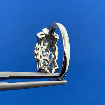 Designer 18K White Gold Diamond Miners Cut Trio w/Accents Engagement Ring