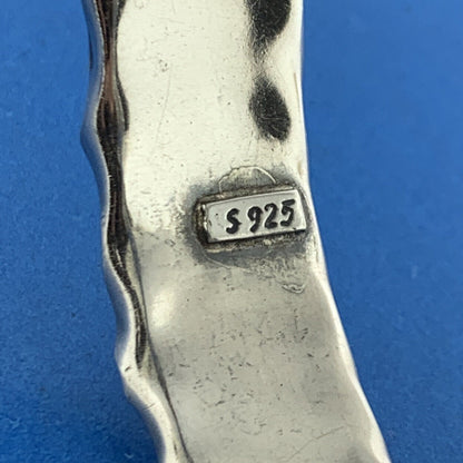 Retro Modernist Artisan 925 Sterling Silver Hammered 3D Spinner Bangle Bracelet