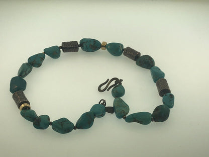 Vintage SILPADA 925 Sterling Silver Chunky Turquoise Nugget Statement Necklace