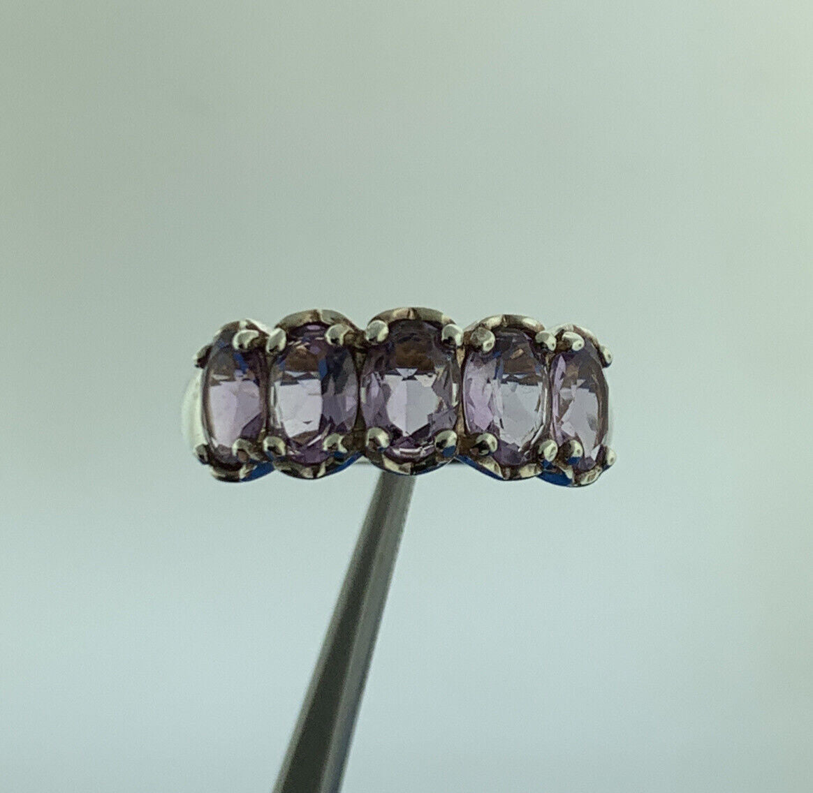 Designer 925 Sterling Silver Oval Amethyst February Anniversary Occasion Ring